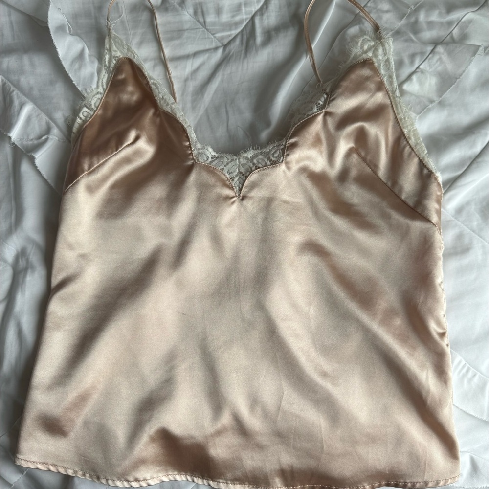 Silk Lace Trim Cami Top